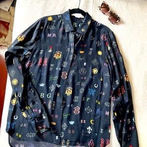 STELLA MCCARTNEY PRINT SILK BLOUSE SIZE 44 US: 10 LARGE RARE STYLE.